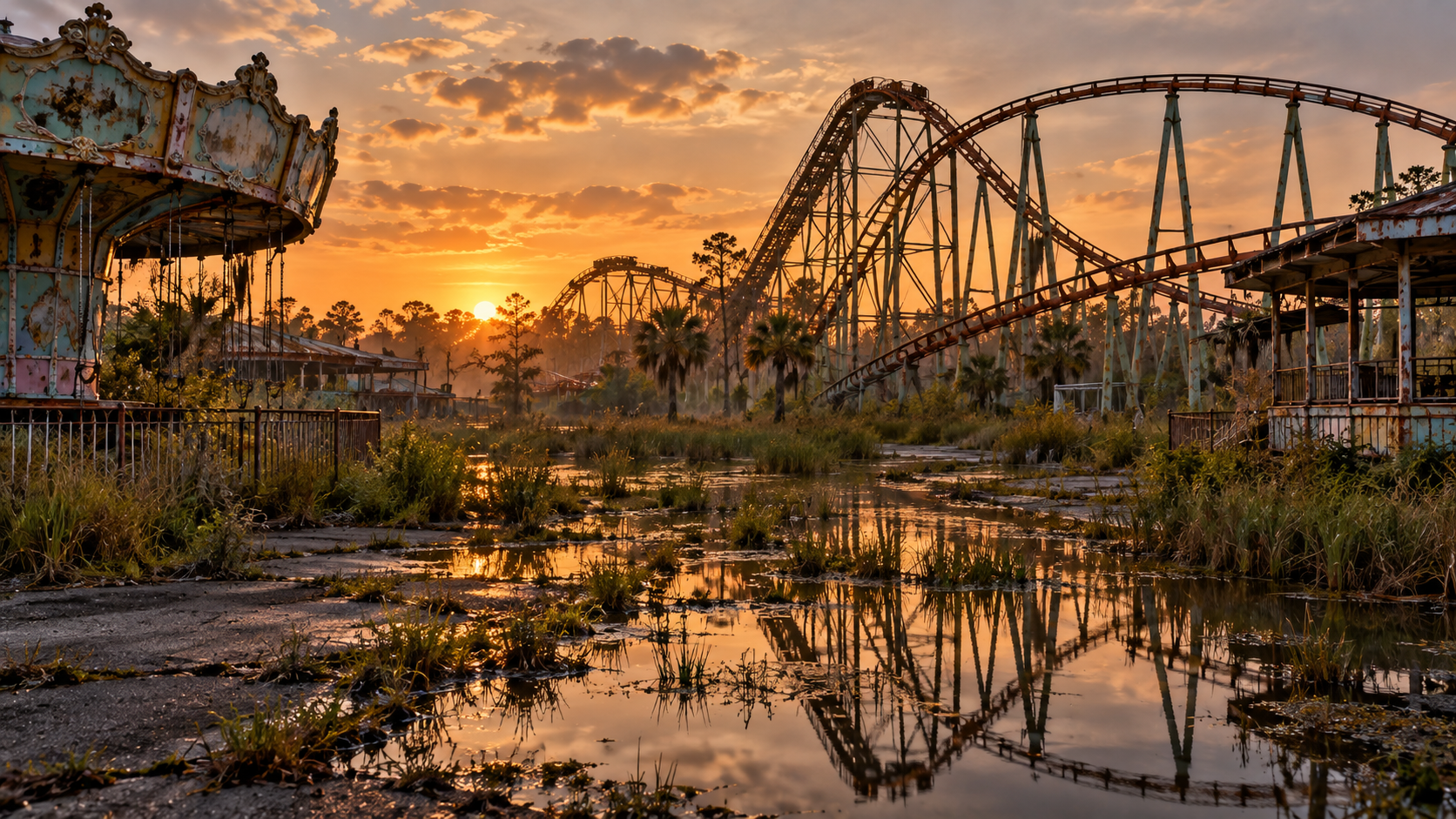 Abandoned amusement park outside New Orleans, Louisiana — New Orleans, Louisiana