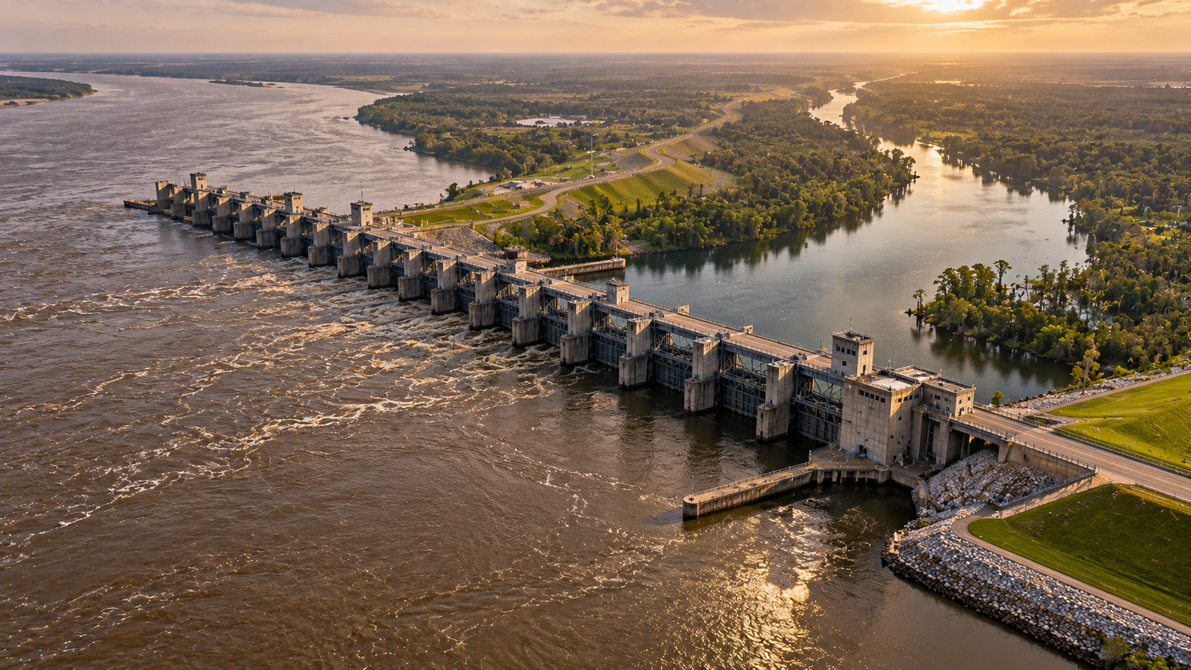 Old River Control: The Floodgates Holding the Mississippi in Place, Louisiana — Concordia Parish, Louisiana