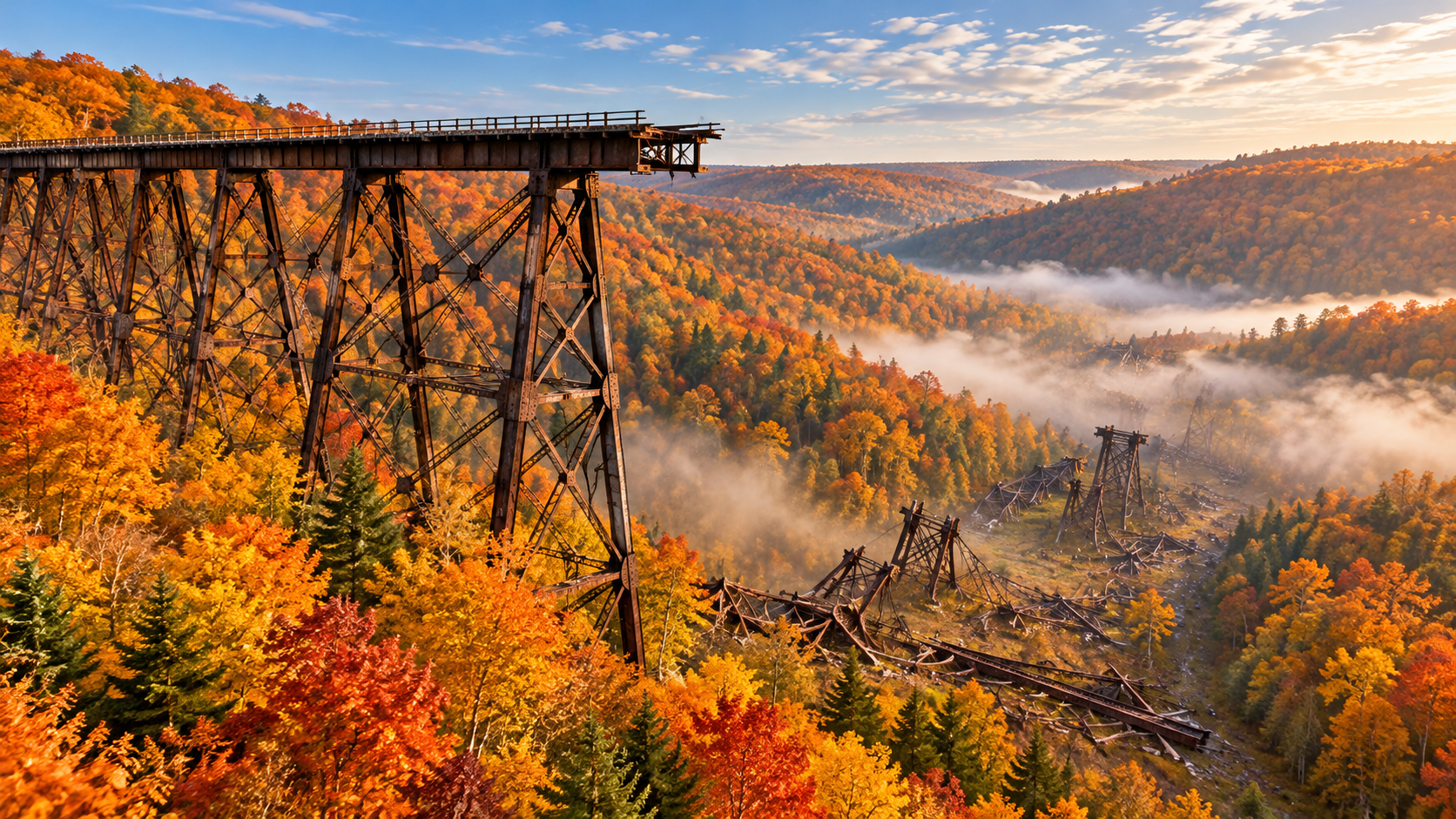 Kinzua Viaduct: The Bridge a Tornado Tore Apart — Kinzua Bridge State Park, near Mount Jewett, McKean County, Pennsylvania,, Pennsylvania