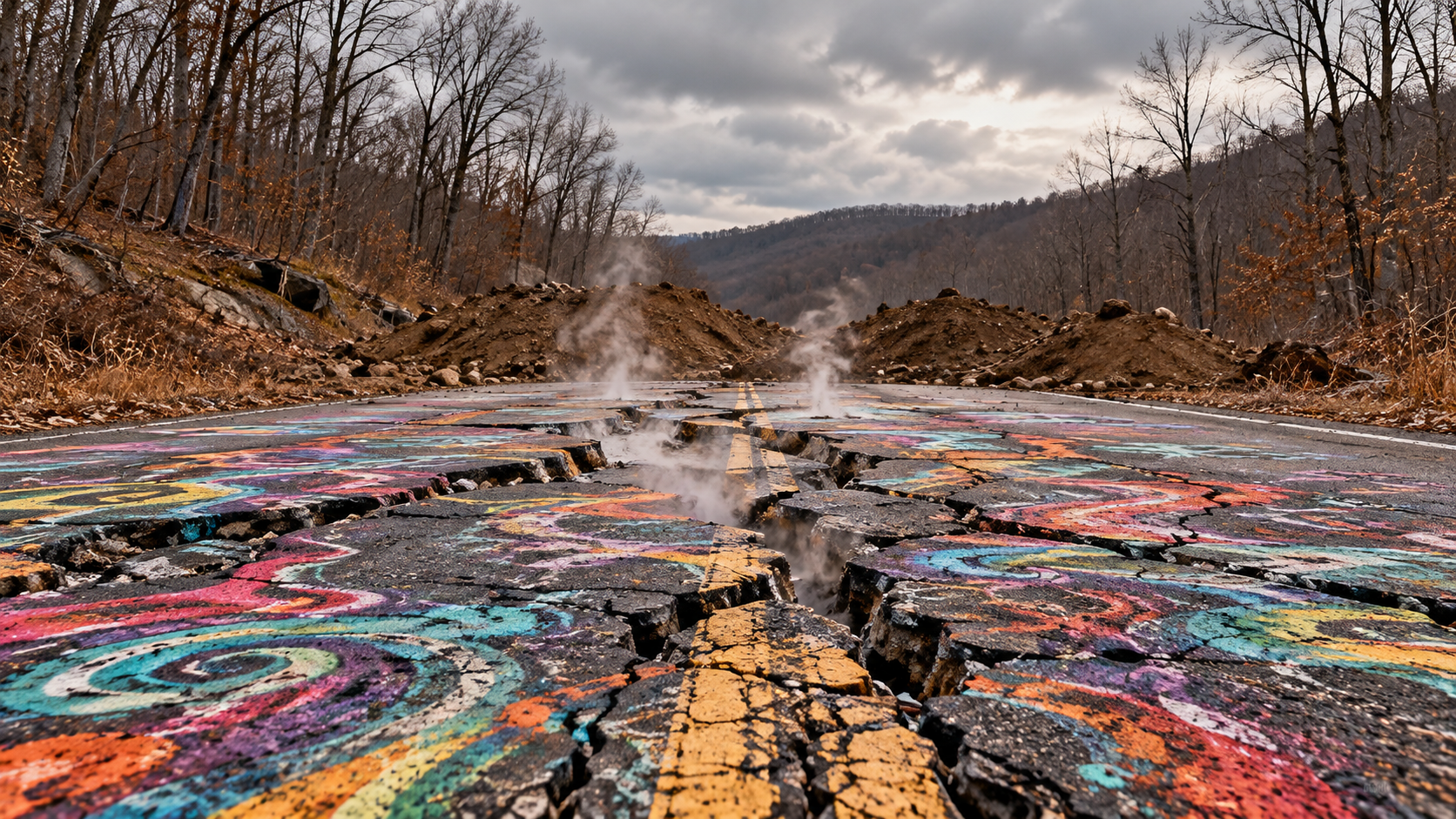 Graffiti Highway (abandoned section of Route 61), Centralia, Pennsylvania — Centralia, Pennsylvania
